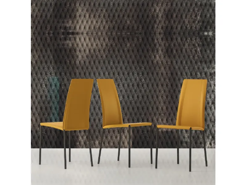 Sedia Rebecca in cuoio rigenerato di Ponti Terenghi