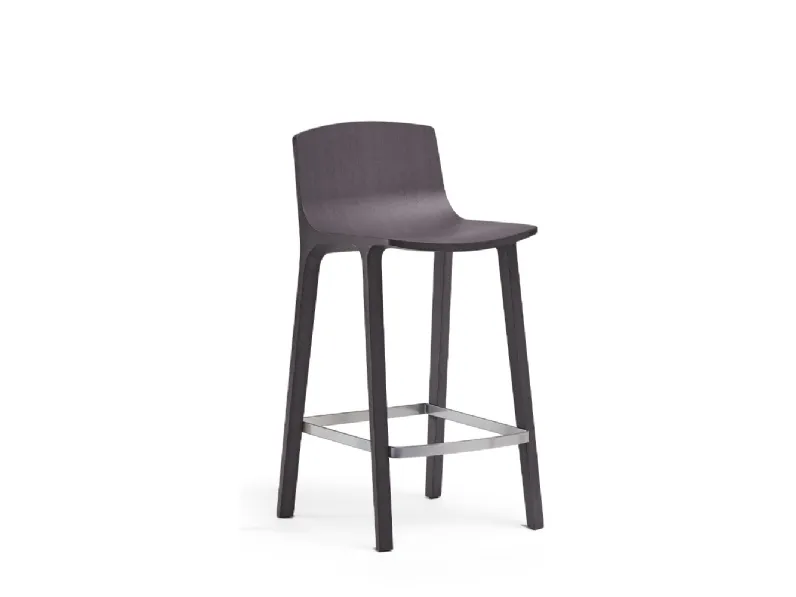 Sgabello Seame Stool in Rovere verniciato con poggiapiedi in acciaio di Infiniti