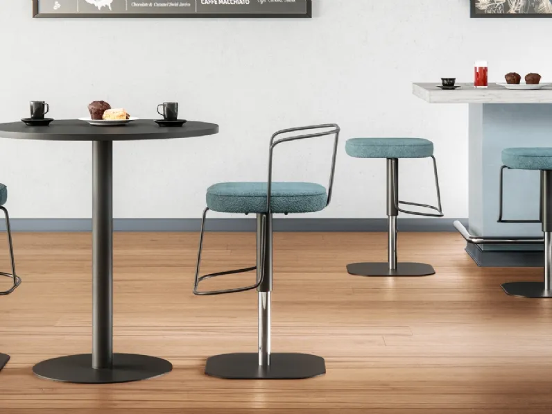 Sgabello in tessuto Bombo SG, struttura in metallo con o senza schienale di Ambiance Italia