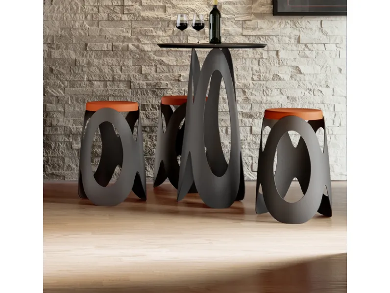 Sgabello rotondo alto con base in metallo OOO SGF di Ambiance Italia