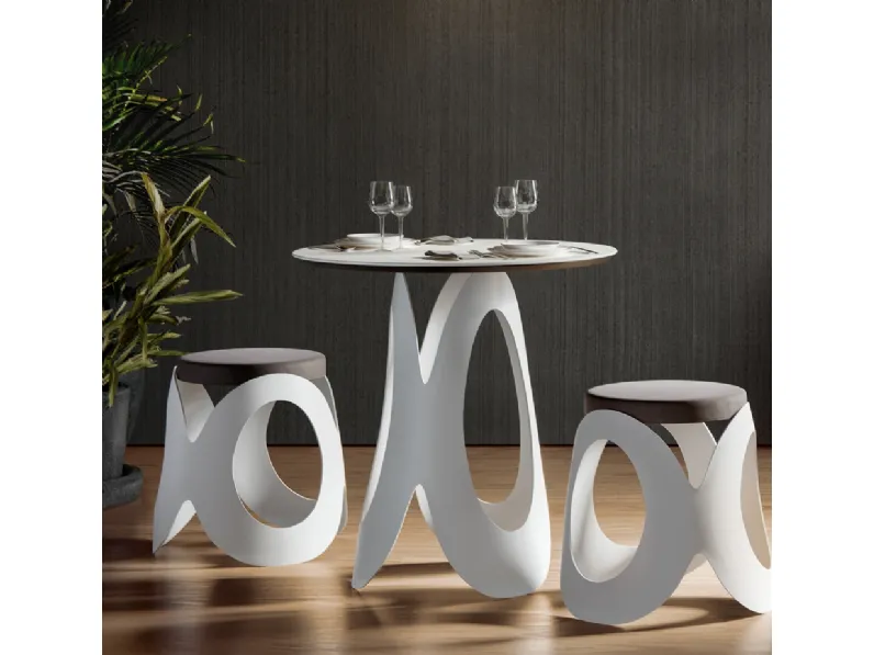 Sgabello rotondo basso con base in metallo OOO SGF di Ambiance Italia