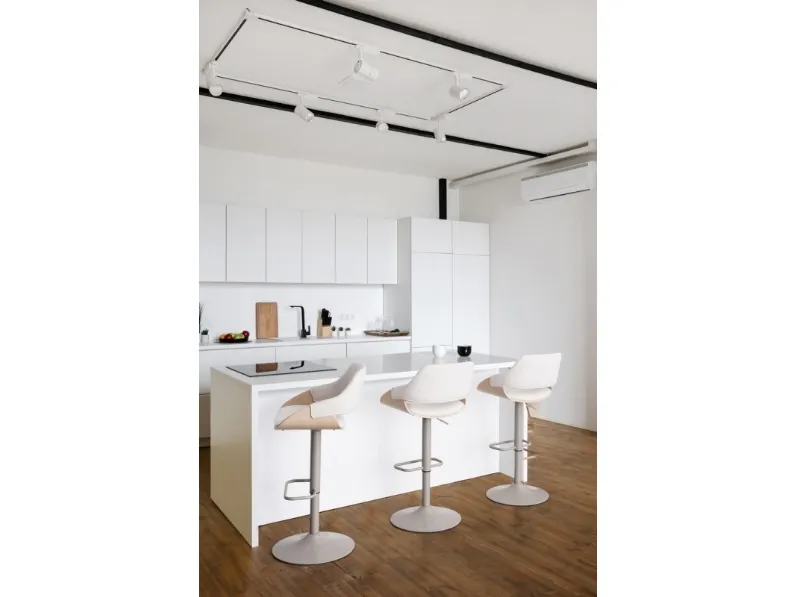 Sgabello Roxanne Moon in legno e tessuto di Bizzotto