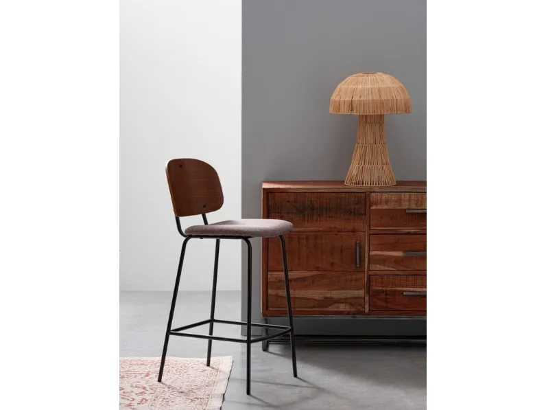 Sgabello in legno e acciaio Sienna di Bizzotto