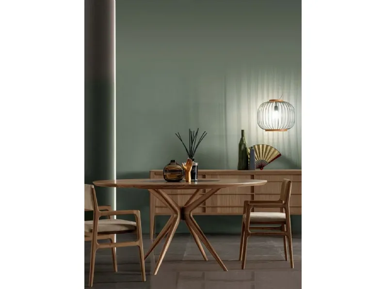 Sedia Shanghai in legno con schienale e seduta imbottiti di Modesign