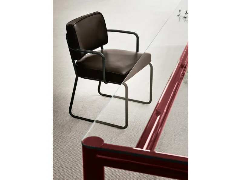 Sedia in pelle imbottita Sixte di Porro