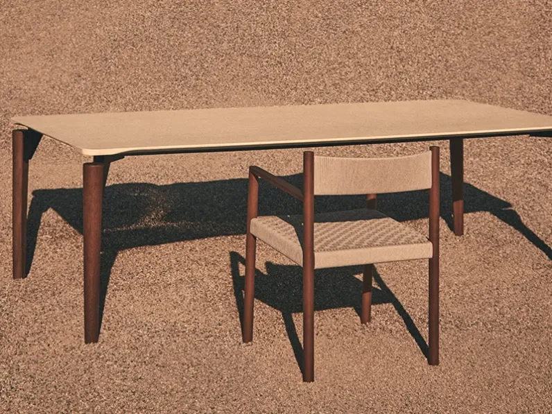 Sedia So Outdoor in filato di propilene con struttura in iroko di De Padova