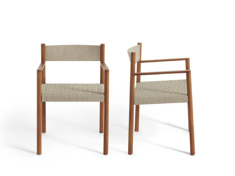 Sedia So Outdoor in filato di propilene con struttura in iroko di De Padova