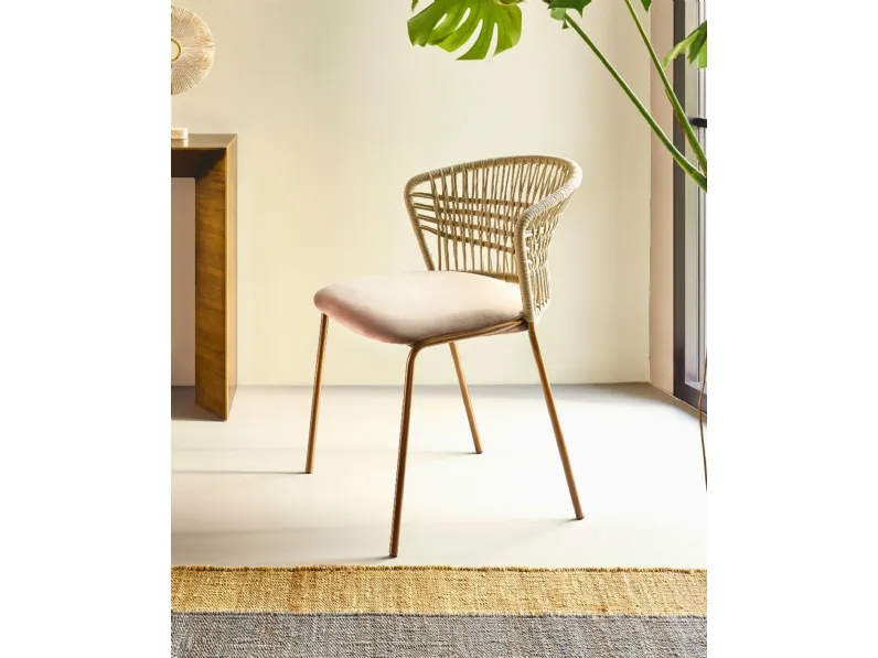 Sedia Soffio in cordino di poliestere e seduta imbottita di Riflessi