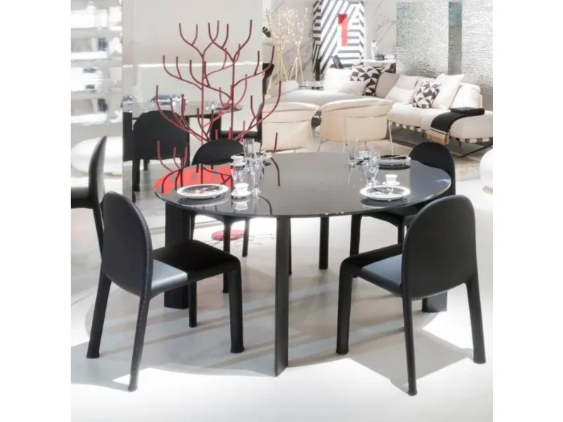 Sedia con rivestimento in pelle con cuciture decorative su gambe e schienale Soiree di Driade