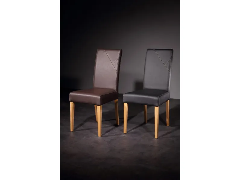 Sedia imbottita in pelle con struttura in legno H01 Nacken Leder Braun di Sprenger