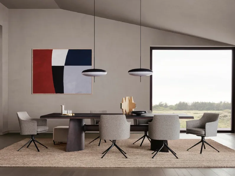 Sedia Stanford Bridge in tessuto con base girevole di Poliform