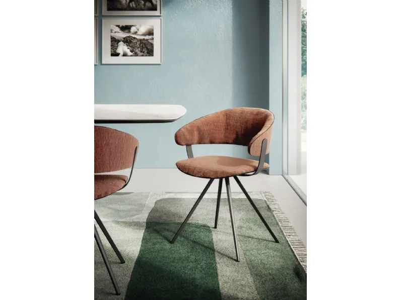 Sedia in tessuto con struttura a quattro gambe in acciaio Stuoia PT di Ambiance Italia