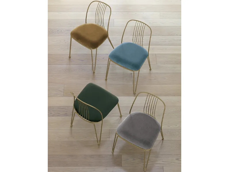 Sedia Granada in metallo bronzo con seduta imbottita di Target Point