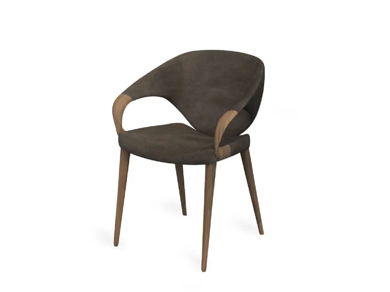 Sedia Theory in legno rivestita in pelle di Riva1920