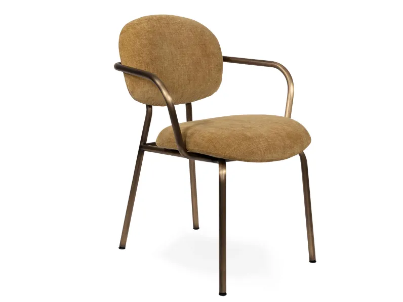 Sedia Tondina Fat in tessuto imbottito e struttura in acciaio con o senza braccioli di Infiniti