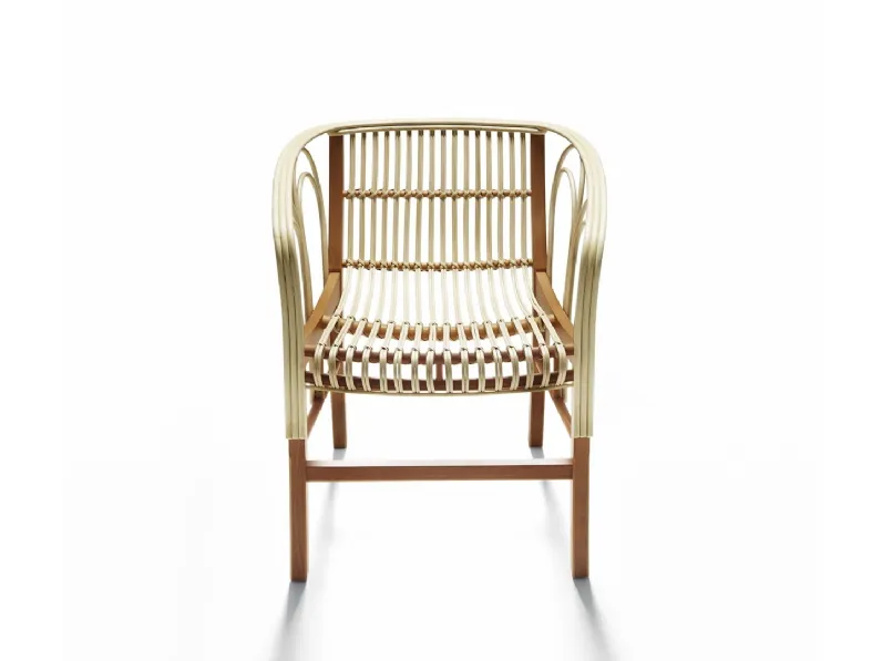 Sedia Uragano in midollino e frassino di De Padova