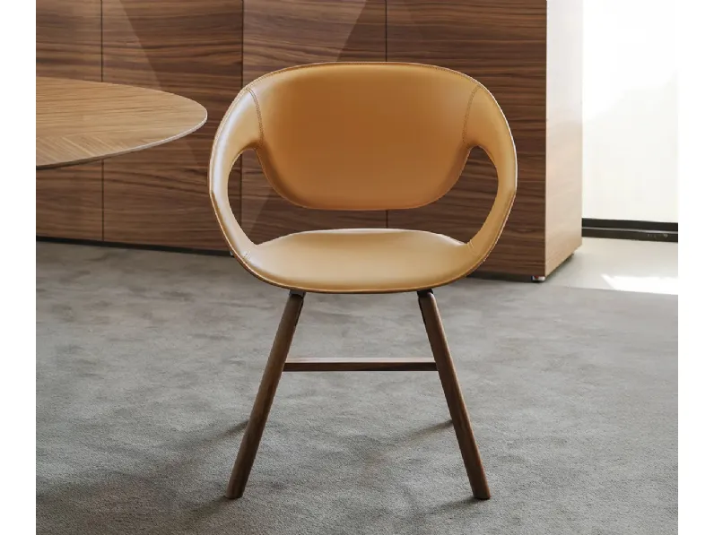 Sedia Vad Wood Cuoio di Horm