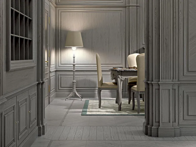 Sedia classica con schienale alto in pelle con struttura in legno Werner di Busatto