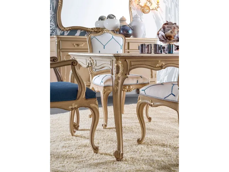 Tavolo rettangolare 3595 beige antico, marrone e argento di Silvano Grifoni