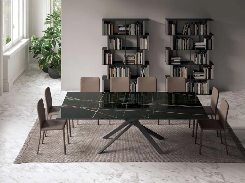Tavolo allungabile 4x4 in Marble Glass di Ozzio