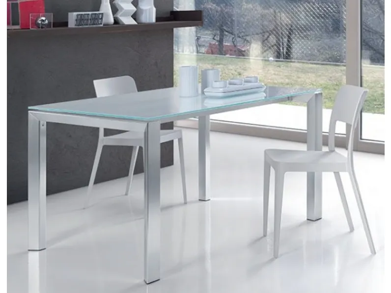 Tavolo da pranzo moderno in metallo e vetro Absolute-Up di Aeffe