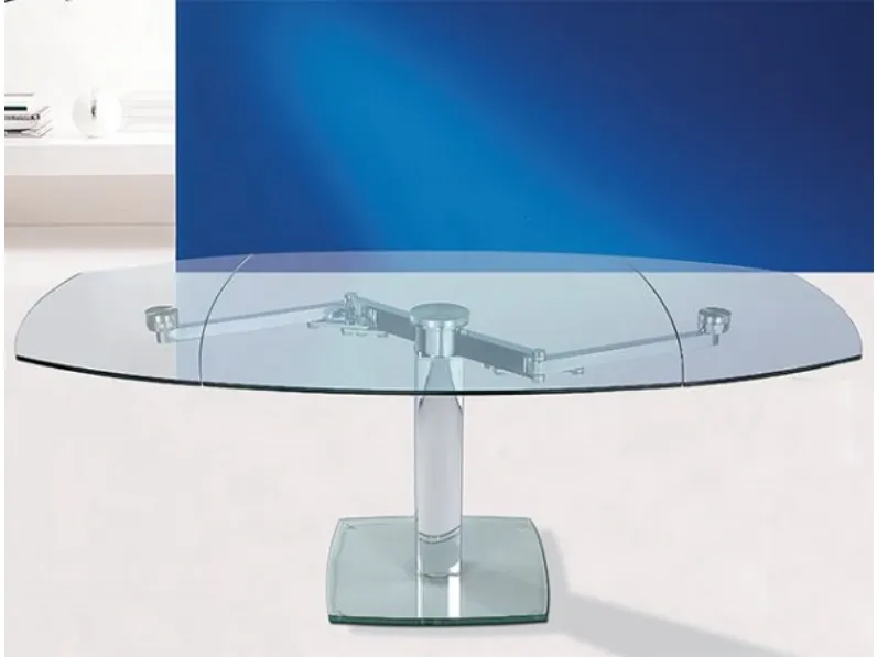 Tavolo moderno realizzato in metallo lucido e vetro Adam di Aeffe