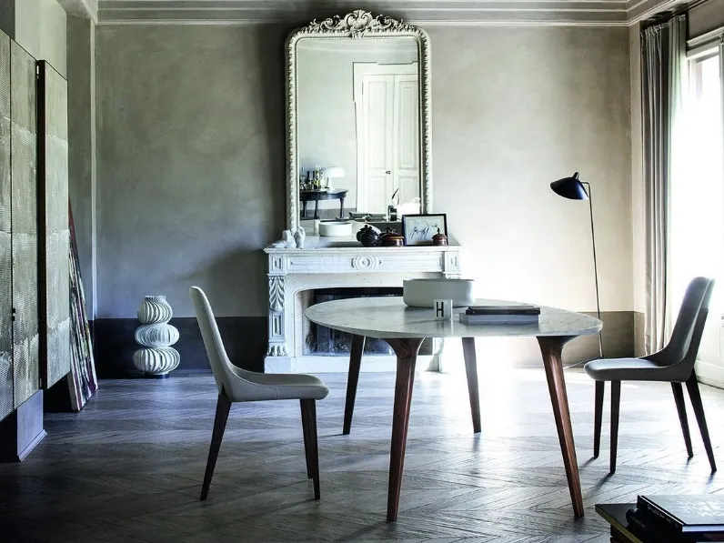 Tavolo ovale Ademar 3170 con top in marmo di Bross Italia