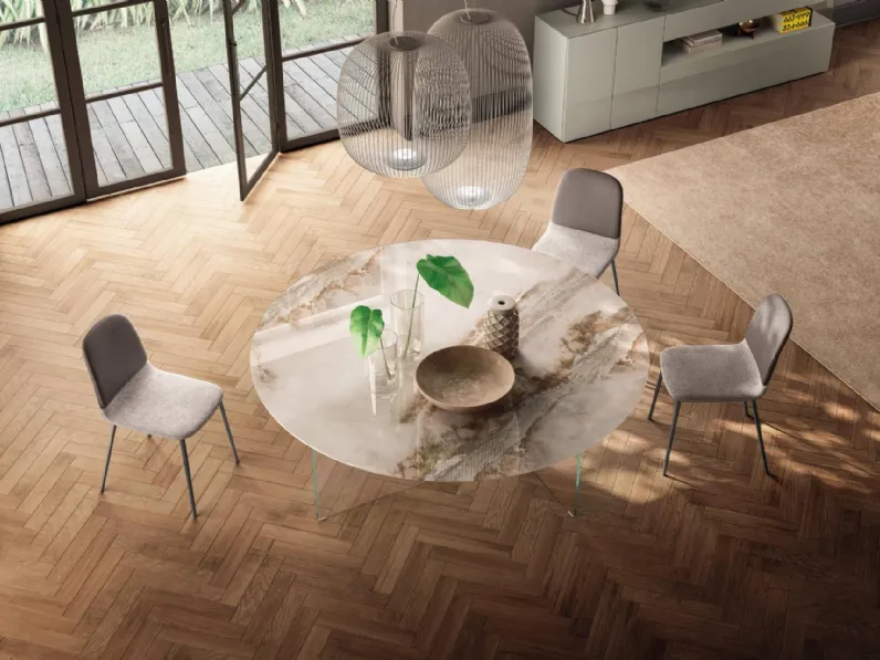 Tavolo Air Slim 2260X rotondo in vetro di Lago