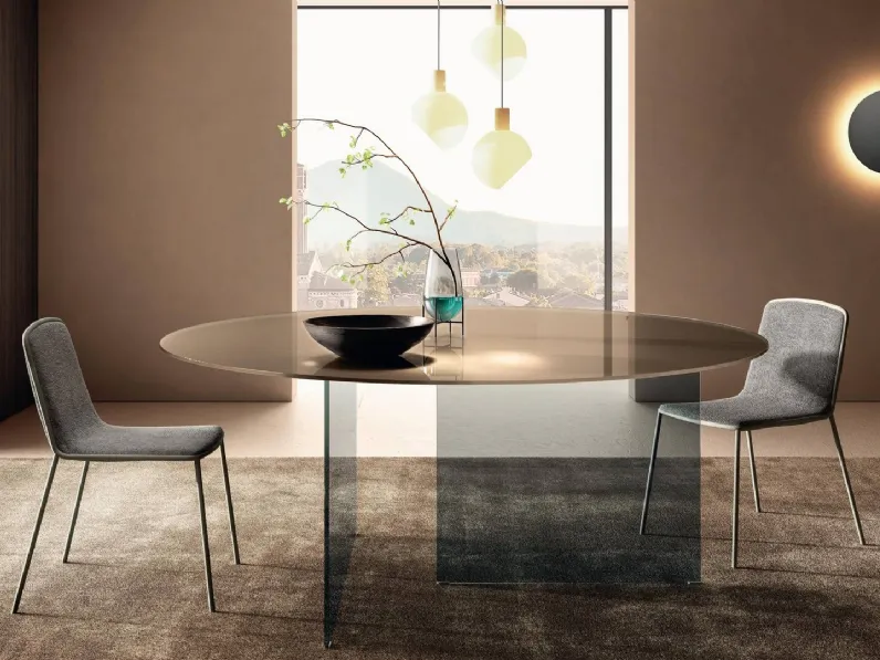 Tavolo Air Slim 2260X rotondo in vetro di Lago