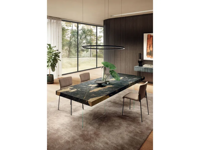 Tavolo Air 2170X in Vetro di Lago