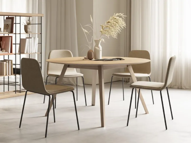 Tavolo Aise finitura legno Oak Tondo Allungabile di Treku