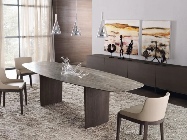 Tavolo Ala con piano in marmo di Misuraemme
