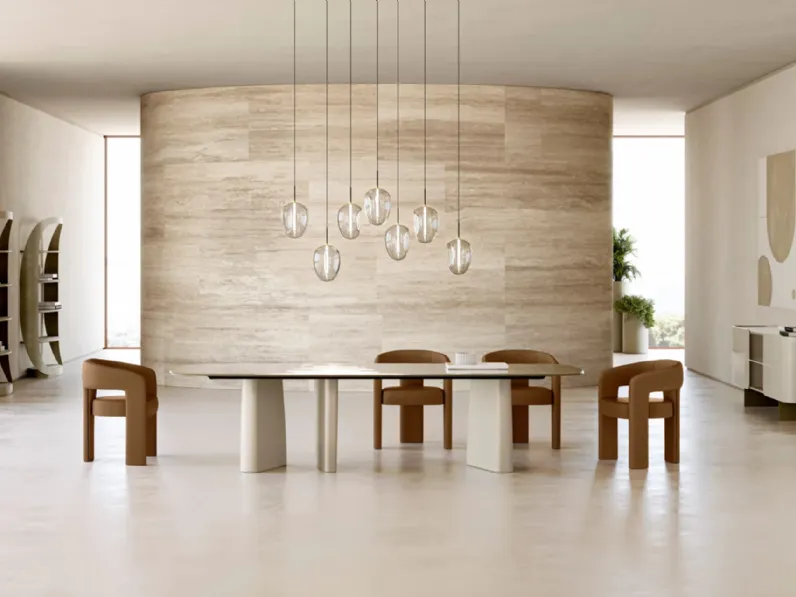 Tavolo Albert con top in cristallo di Eforma
