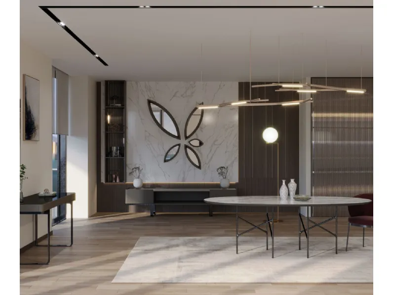 Tavolo ovale con top in marmo Alexander di Horm