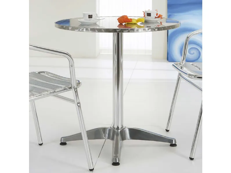 Tavolo rotondo Allumix Table in acciaio Inox bulinato di La Seggiola