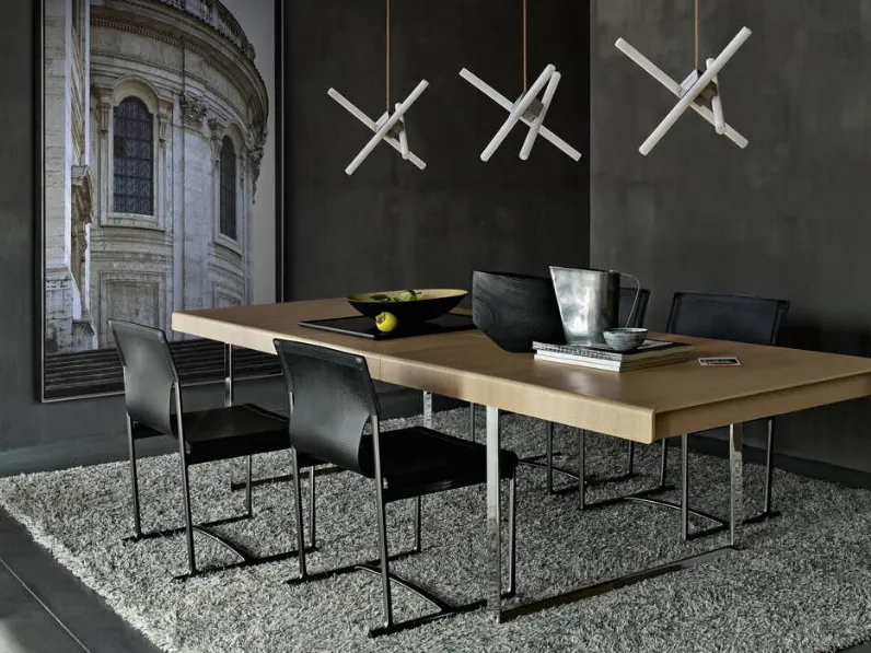 Tavolo allungabile in legno impiallacciato con struttura in alluminio Athos 12 di B&B Italia