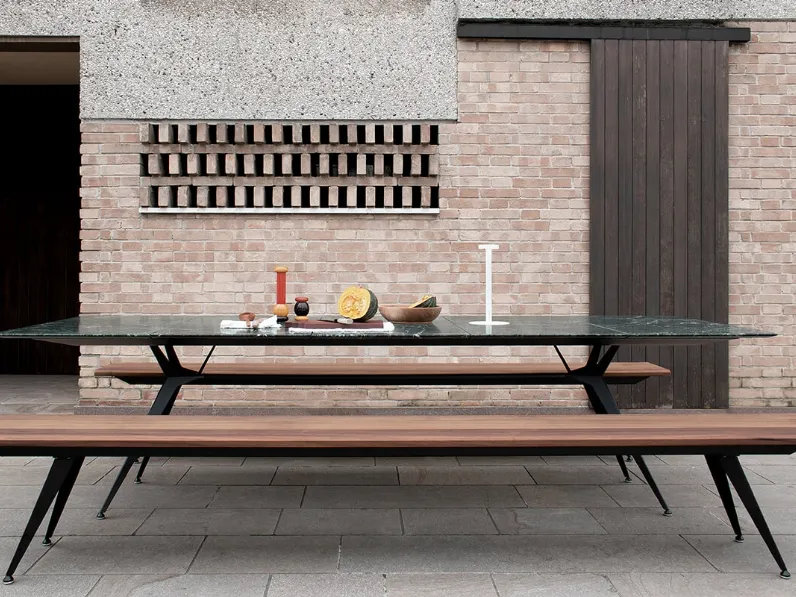 Tavolo Balance configurazione 03 con top in marmo Verde Alpi di Extendo