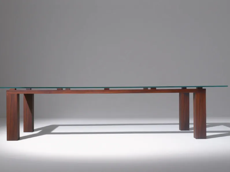 Tavolo con piano in cristallo e struttura in legno BD 01 di Laura Meroni