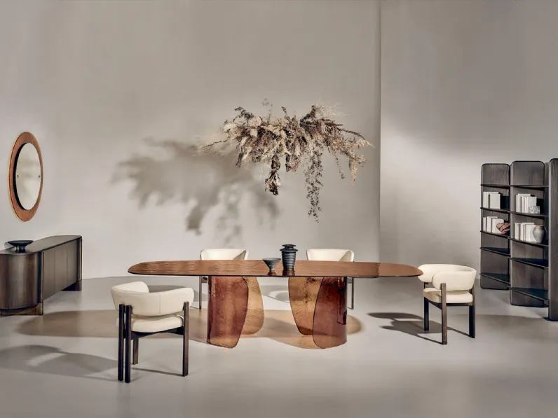 Tavolo in vetro cotto Ambra Blur di Nature Design