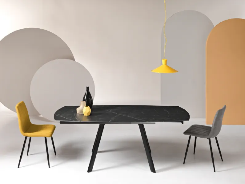 Tavolo allungabile Bud in pietra sinterizzata di Ikone Casa