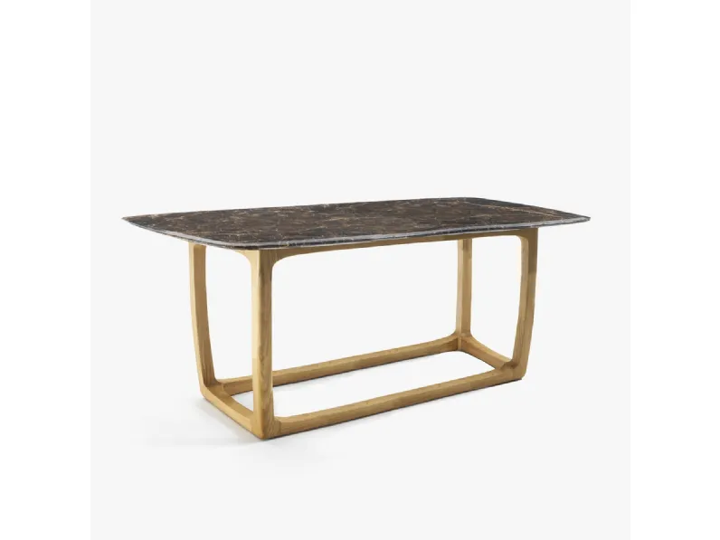Tavolo Bungalow Table con top in marmo e base in massello di Teak di Riva1920
