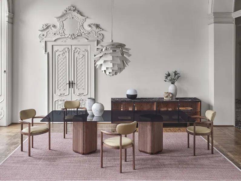 Tavolo rettangolare Bay con top in vetro di Porada