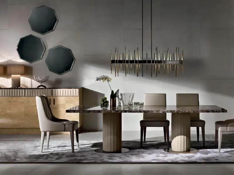 Tavolo Byron rettangolare con top in marmo e base in tiglio di Daytona Home