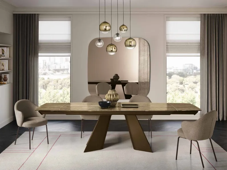 Tavolo allungabile Louis in vetro rigato di Capodarte