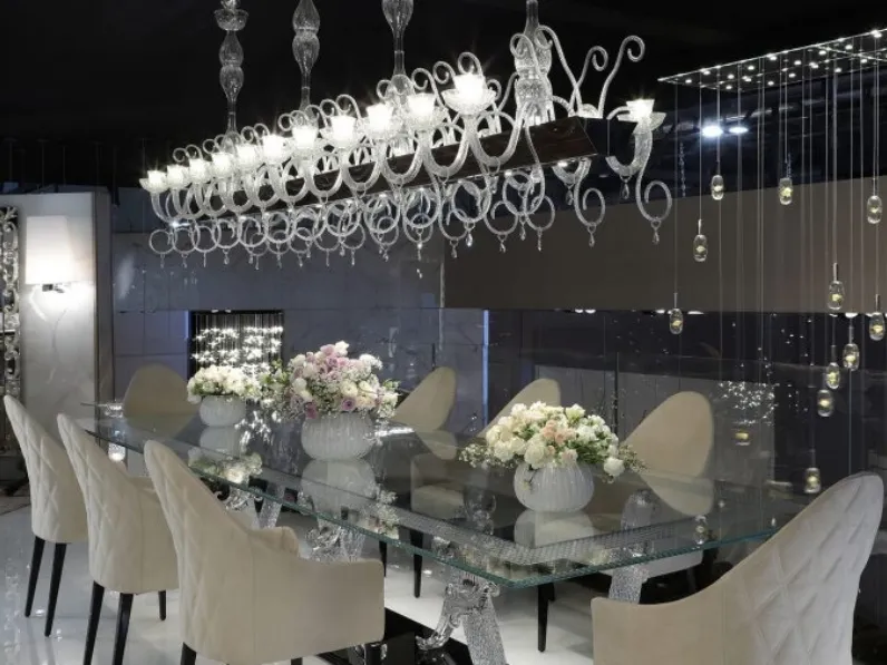 Tavolo con base in vetro di Murano trasparente Casanova 72 di Reflex