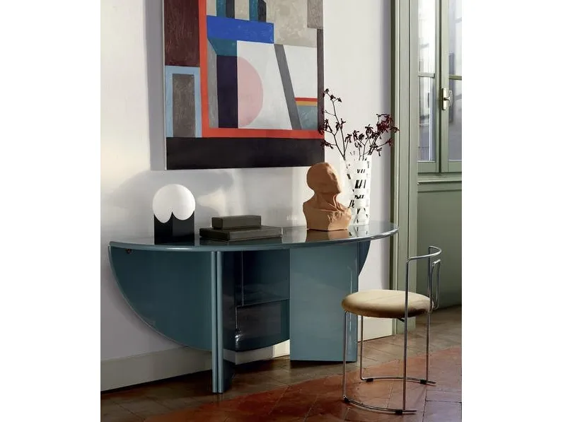 Tavolo consolle allungabile Antella in laccato lucido petrolio di Cassina