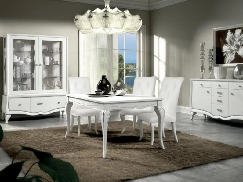 Tavolo Chantal art 4502 in laccato Bianco di Padovani Mobili