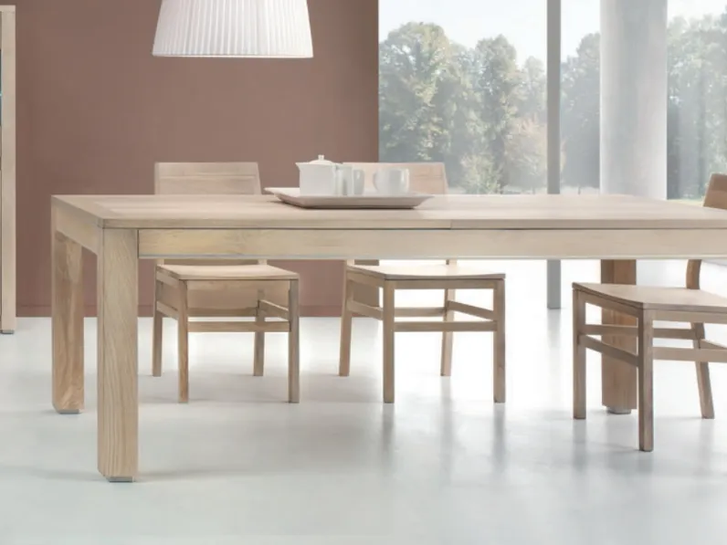 Tavolo in rovere massello con inserti in alluminio Charming Oak Bardolino di Domus Arte