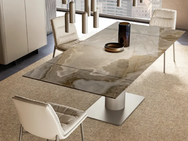 Tavolo allungabile Cilindro con top in ceramica di Eforma