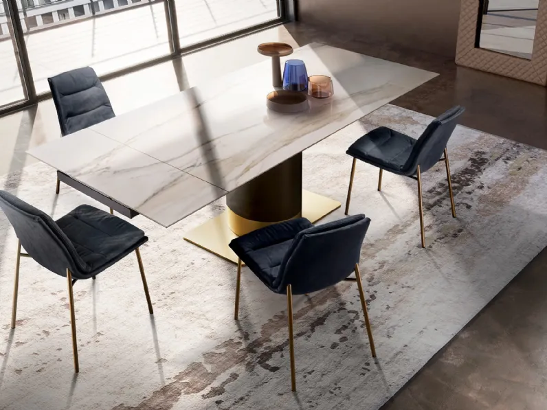 Tavolo allungabile Cilindro con top in ceramica di Eforma